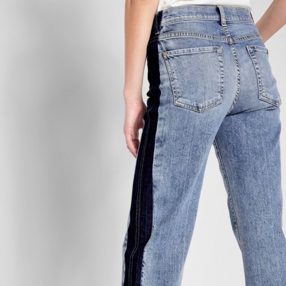 7 For All Mankind Light Blue Denim Jeans with Dark Blue Side Stripe